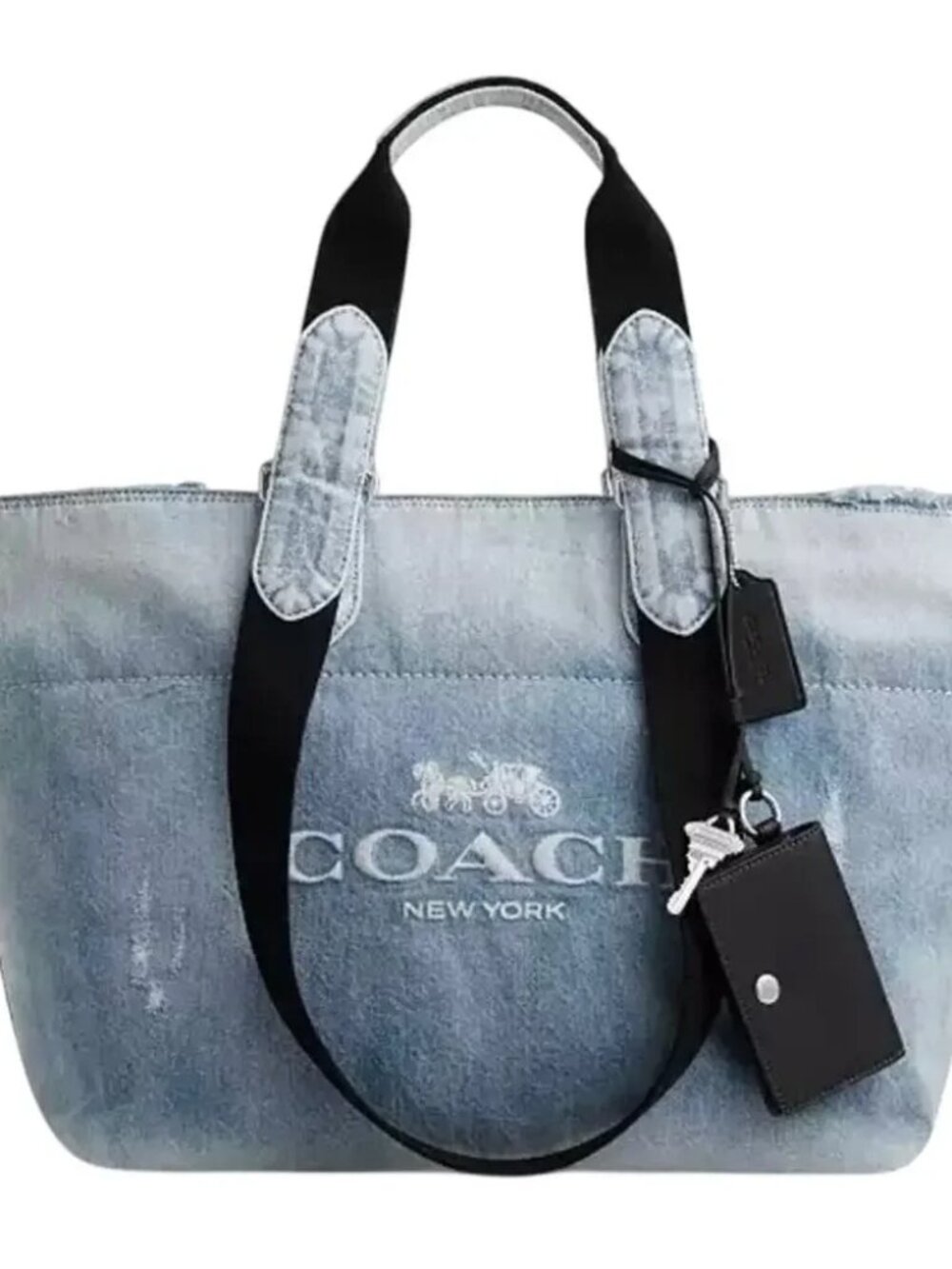 Coach Tour Tote in Loved Denim with Charms